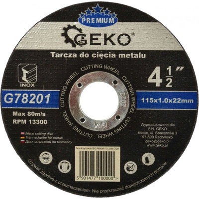 Rezný kotúč na kov a nerez 115 x 1,0 x 22,2 mm, GEKO