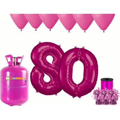 HeliumKing Helium párty set na 80. narozeniny s růžovými balónky