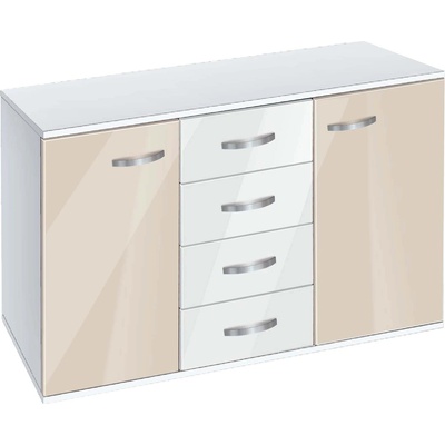 Bogdan Furniture G Скрин с четири чекмеджета и две врати Мебели Богдан модел bm-ava1200, крем гланц с бяло