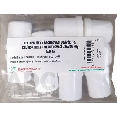 FAGRON Kelímok biely + skrutkovací uzáver 10 g /K 1x10 ks