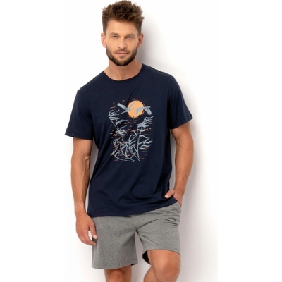 Key pánské pyžamo MNS 749 KR modrá/šedá