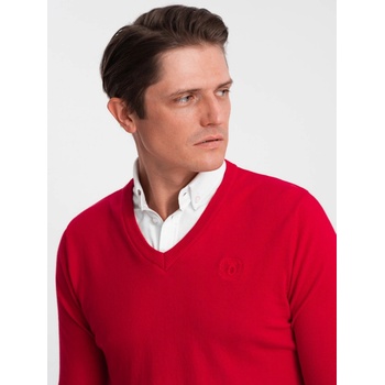 Ombre Clothing klasický pánsky sveter Kemuel červená