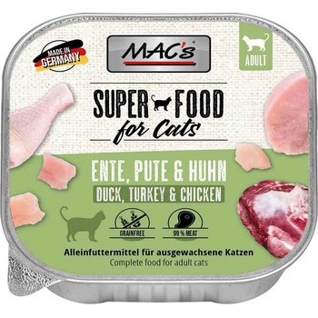 MAC's Mac’s Cat Pure Chicken, Turkey and Duck - Премиум пастет за котки, без зърно, с патешко, пуешко и пилешко месо