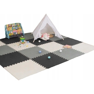 Divio Pěnové puzzle MAXI 16 ks 120x120x1 cm krémovo-šedo-černé – Zboží Dáma