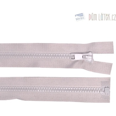 Zips kostený deliteľný svetlo šedý, dĺžka 60 cm