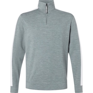 super. natural Мъжки вълнен пуловер super. natural Colorado Zip Turtleneck Jumper - Cashmere Grey Melange / Fresh White (005-6222-0213)