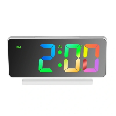 TOO dc-224-w-rgb с rgb дисплей, температурен дисплей, аларма, бял цифров часовник (too dc-224-w-rgb)