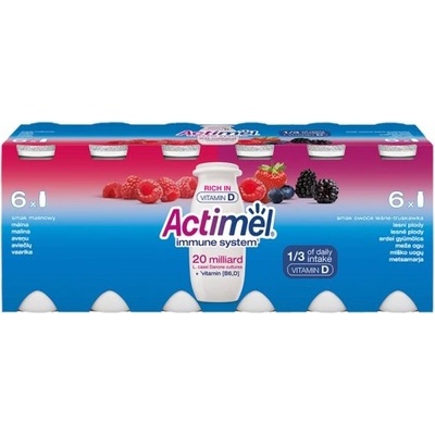 Actimel probiotický jogurtový nápoj s vitamíny malina-lesní plody 12 x 100g – Zboží Dáma