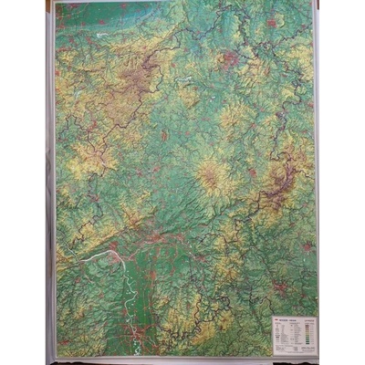 Georelief vydavatelství nástěnná mapa Hesensko - reliéfní. 80x60 cm