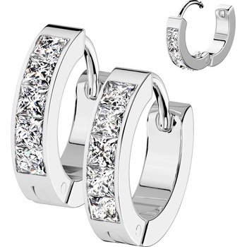 Steel Edge náušnice krúžky so zirkónmi 0877 Steel