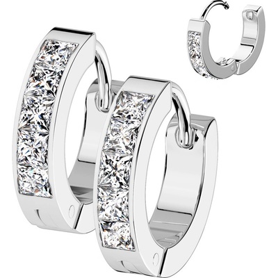 Steel Edge náušnice krúžky so zirkónmi 0877 Steel