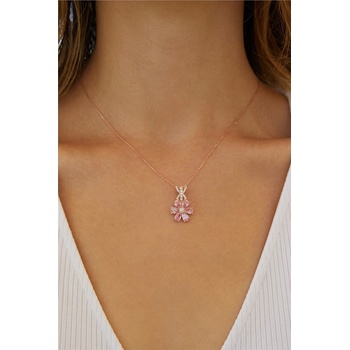 Tonny Black Сребърно колие с розово покритие и висулка - Розово #398370 (398370_Розов)