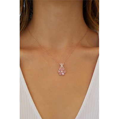 Tonny Black Сребърно колие с розово покритие и висулка - Розово #398370 (398370_Розов)