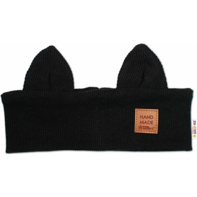 Baby Nellys čelenka Cat s úškami pre deti Hand Made - čierna