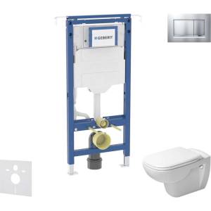 Geberit Duofix - Комплект от предстена инсталация, тоалетна чиния и седалка Duravit D-Code, бутони Sigma20, Rimless, SoftClose, матов хром/хром SANI11CP2101 (SANI11CP2101)