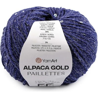 Pletací příze Alpaca Gold s flitry 50 g Varianta: 9 (9313) modrá pařížská, Balení: 1 ks 60464/156279/286036