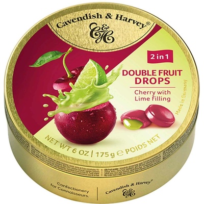 Cavendish & Harvey Double Fruit Drops Cherry with Lime Filling 175 g