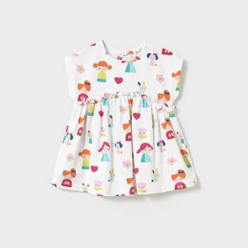 Mayoral Рокля трикотаж бял цвят с щампи за бебе момиче Майорал