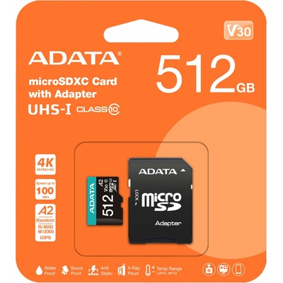 ADATA MicroSDXC 512 GB AUSDX512GUI3V30SA2-RA1