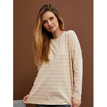 Moodo Бяла и бежова дамска раирана риза Moodo Moodo | Bezhov | ЖЕНИ | XS