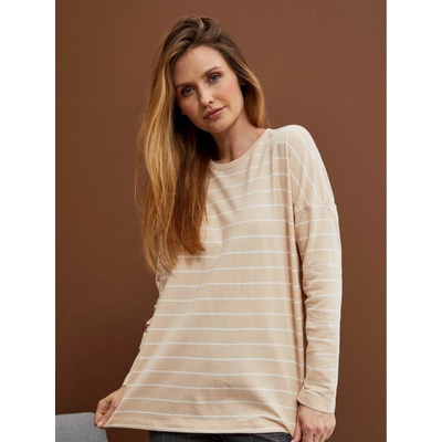 Moodo Бяла и бежова дамска раирана риза Moodo Moodo | Bezhov | ЖЕНИ | XS