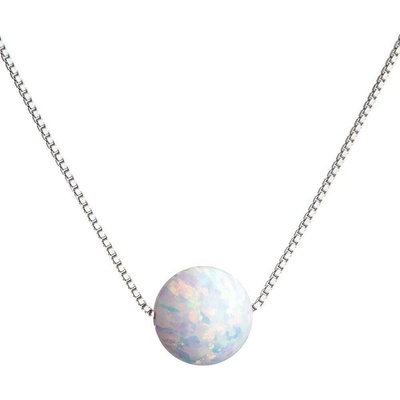 Pavona Stříbrný se syntetickým opálem bílý kulatý 12044.1 White s. Opal