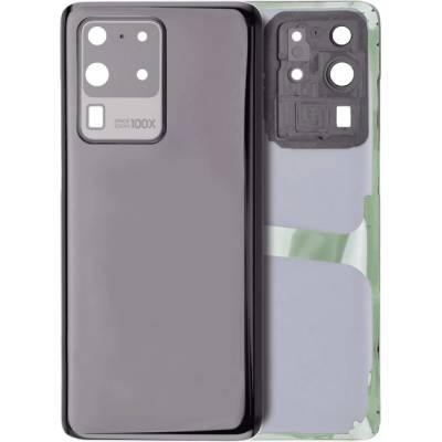 Zadní sklo + kryt kamery Samsung Galaxy S20 Ultra 5G (bez loga) – kosmicky černé – Aftermarket Plus SAM3530