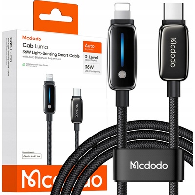 Mcdodo CA-0050 s automatickým nastavením jasu USB-C na Lightning 36W 1,2m černý