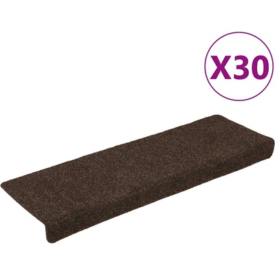vidaXL Изтривалки за стълби, самозалепващи се, 30 бр. , 65x21x4 см, кафяви, с правоъгълен кант (3365698)
