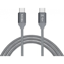 Nevox NX-1654 USB-C na USB-C 20V/5A (100W) Emark IC, 2m, stříbrno-šedý