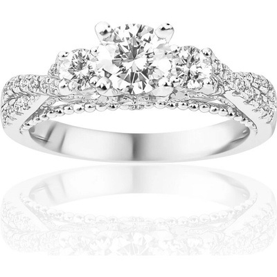 VIPgold Zásnubný prsteň s bielymi zafírmi v bielom zlate R329 10348 S