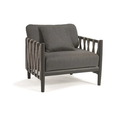 Diphano Hliníkové nízké křeslo Switch Rope, 77x73x83cm, rám hliník šedočerná (lava), potah venkovní tkanina tmavě šedá (clay), výplet lanko tmavě šedá (onyx)