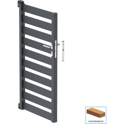 Hliníková light jednokrídlová brána 1,025x1,50m s obdĺžnikovou - latovou výplňou 20x100 Antracit R7016 - set