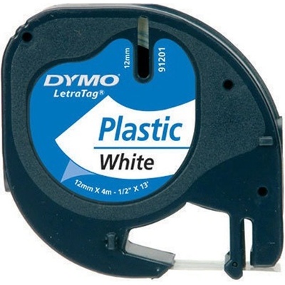 DYMO Лента за надписи DYMO LetraTag 59422 12 мм x 4 м пластмаса бяла на черен фон S0721660 (S0721660)