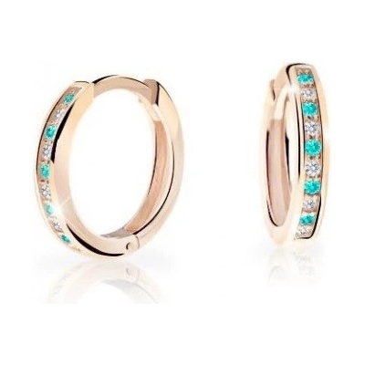 Cutie Jewellery nadčasové kruhové náušnice z růžového zlata C3343-80-X-4 světle zelená