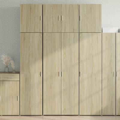 vidaXL Висок шкаф, сонома дъб, 80x42, 5x249 см, инженерно дърво (3281366)
