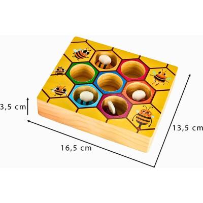 Дървена образователна игра Пчелички в медена пита