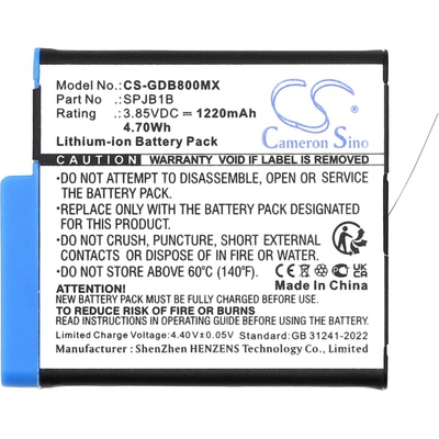 Cameron sino - Съвместим с GOPRO Hero 5, HERO 6, Hero 7, Hero 8 AABAT-001, 1220 mAh, 3.85 V; CS-GDB800MX (CS-GDB800MX)