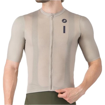 Castelli Мъжка фланелка с къс ръкав за колоездене Castelli Drittone Logo Jersey Cycling jersey - Clay / Belgian Blue - размер 3XL (056-3888-0117)