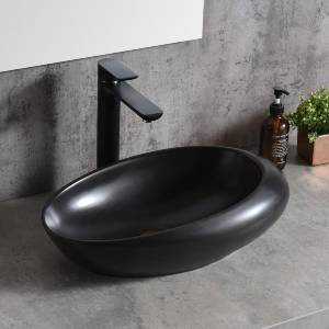 Inter Ceramic ПОРЦЕЛАНОВ УМИВАЛНИК ICB 493B ВЪРХУ ПЛОТ 49x26x14.5см ЧЕРЕН МАТ (ICB 493B)