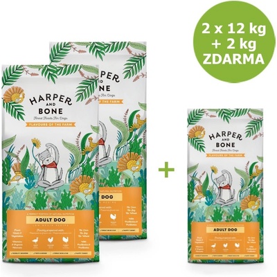 Harper and Bone Adult Large & Medium příchutě farmy 2 x 14 kg