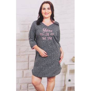 Тъмносива макси нощница с розов надпис