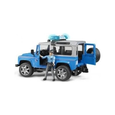 Bruder 2597 Policejní Land Rover Defender + policista a maják