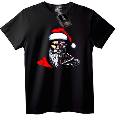 NOONEBRAND Тениска с Киборг Дядо Коледа - XL, Black