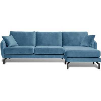 Scandic Ъглов диван от синьо кадифе (десен ъгъл) Magic - Scandic (16557SN-dblue)