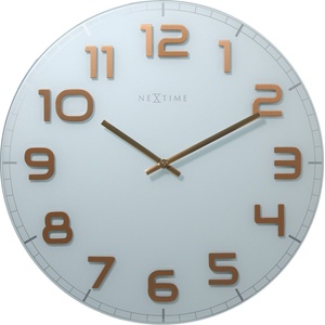 NeXtime Стенен часовник Classy Round медно-бял (8817wc)