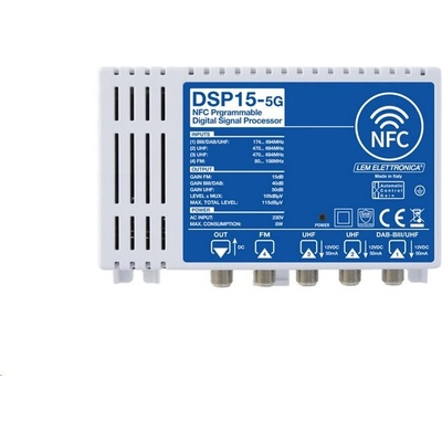 LEM ELETTRONICA LEM DSP15-5G automatický NFC programovatelný DVB-T/T2 zesilovač