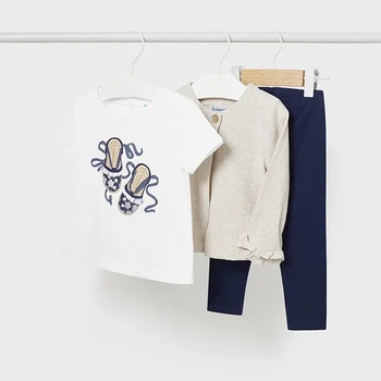 Mayoral Комплект 3 части бежово и тъмно синьо за бебе момиче Mayoral сандали