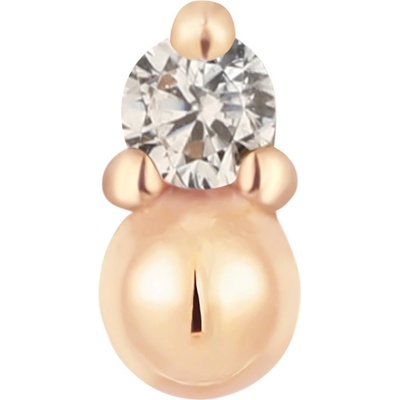 Buddha jewelry Buddha jewelry Bezzávitová koncovka piercingu Babe ze 14 kt zlata se zirkonem 585/1000 Růžové zlato