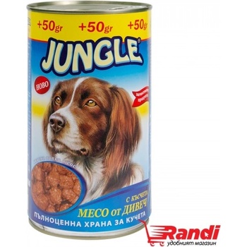 Jungle Кучешка храна Jungle с късчета месо от дивеч 1, 250кг
